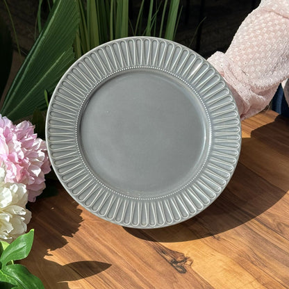 24-Peices Modern Stoneware Dining Set Textured Rim Design