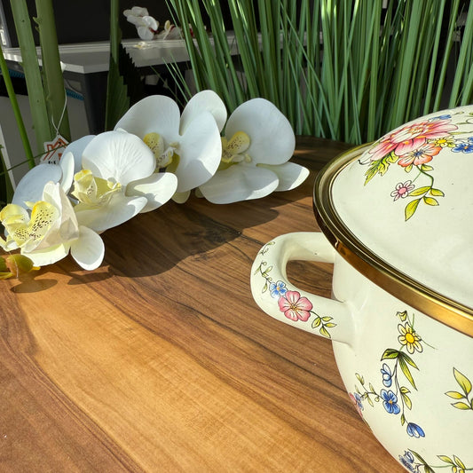 Enamel Cooking Floral Design Stockpot
