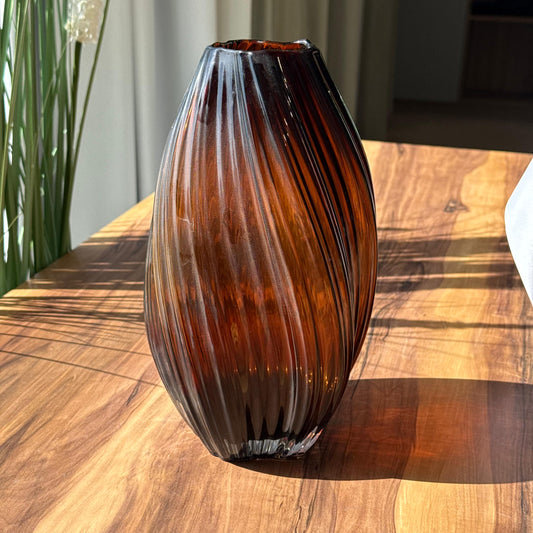 Twist Amber Glass Vase Collection