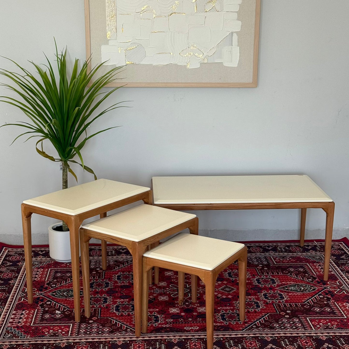 Luca - Modern Durable Table Set - Beige & Grey