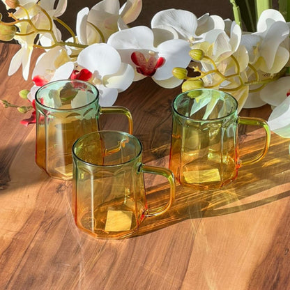 Set Of Trasparent Coffee Glass Mug with Handle