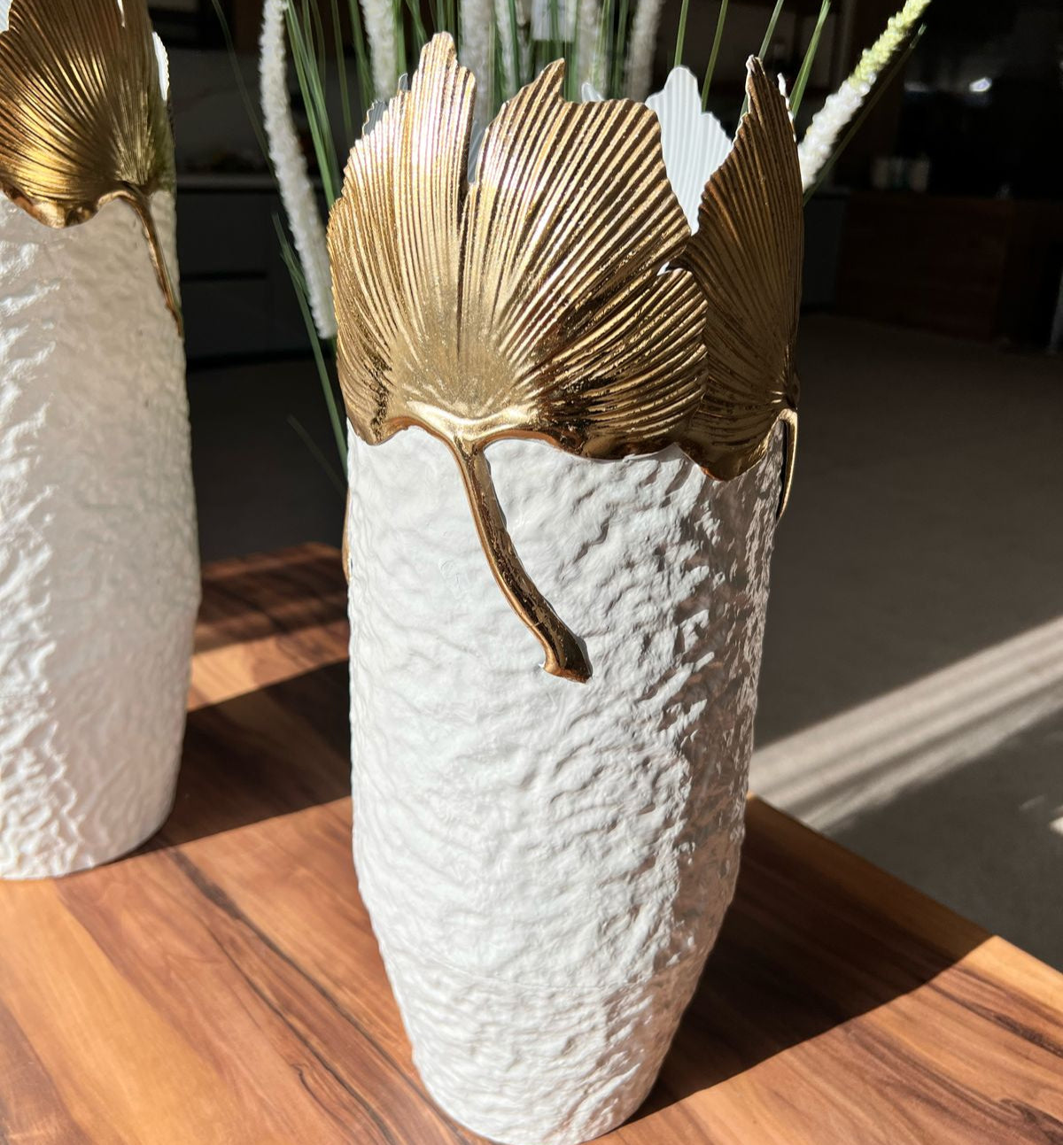 2 Sized Elegant Ginkgo Vases