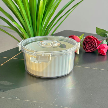 حاوية تخزين طعام دائرية محكمة الغلق مع قرص لعرض التاريخ - مجموعة من 4 قطع