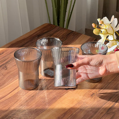 320ml Trasparent Iced Coffee Vertical Pattern Glass