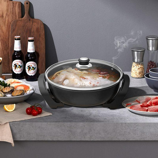 5.2L Electric Nonstick Frying Pan With Glass Lid