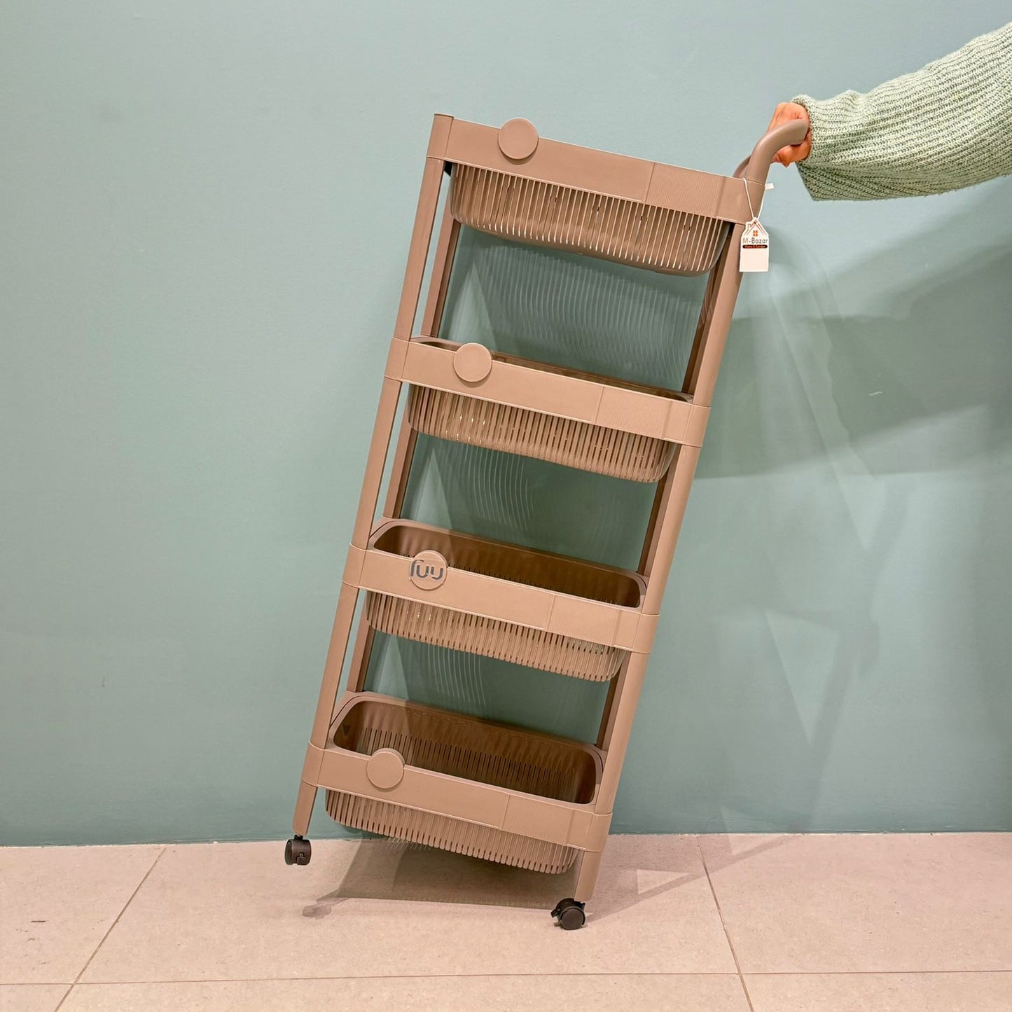 3&4-Tier Plastic Storage Trolley with Wheels