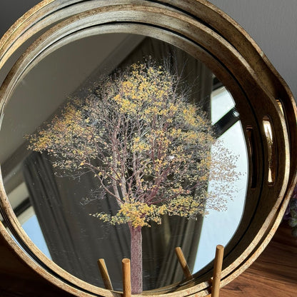 Round Luxury Serving Tray With Tree Artwork