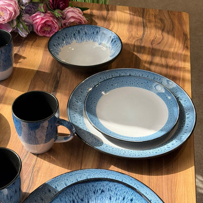 Aurora Mist -16-PCS Speckled Blue Dinnerware Set