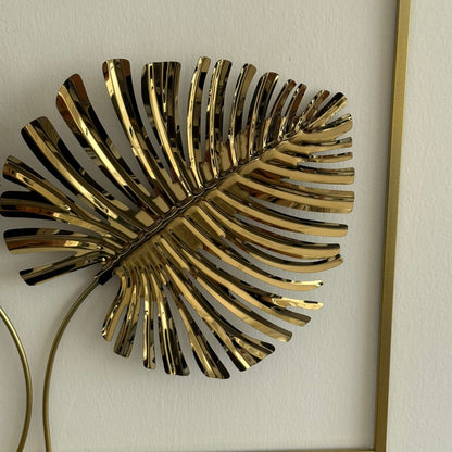 Golden Metal Leaves Wall Decoration