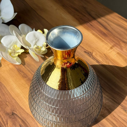 Golden Ember Textured Glass Vase