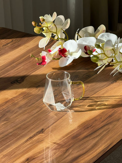 Set Of Trasparent Diamond Pattern Glass Mug