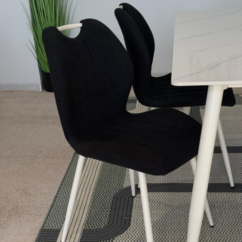 Dany Table and Roza Chairs Dining Set - Black & White