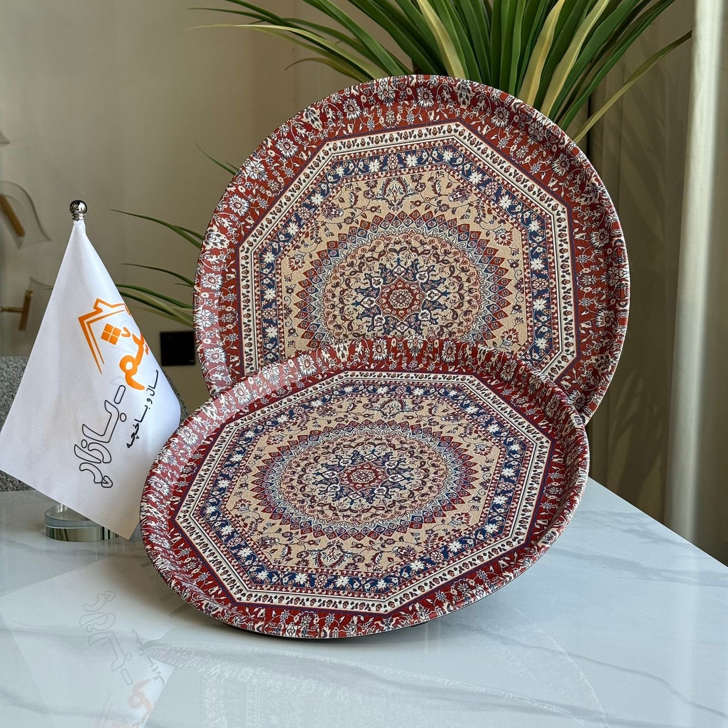 2-Sized Royal Pattern Round Serving Tray