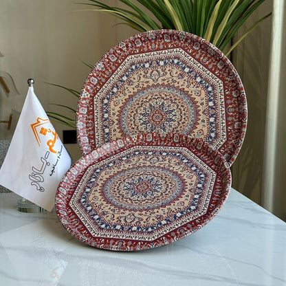 2-Sized Royal Pattern Round Serving Tray