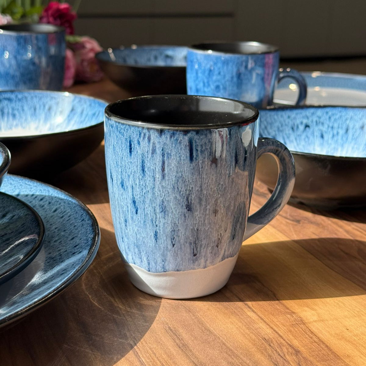 Aurora Mist -16-PCS Speckled Blue Dinnerware Set