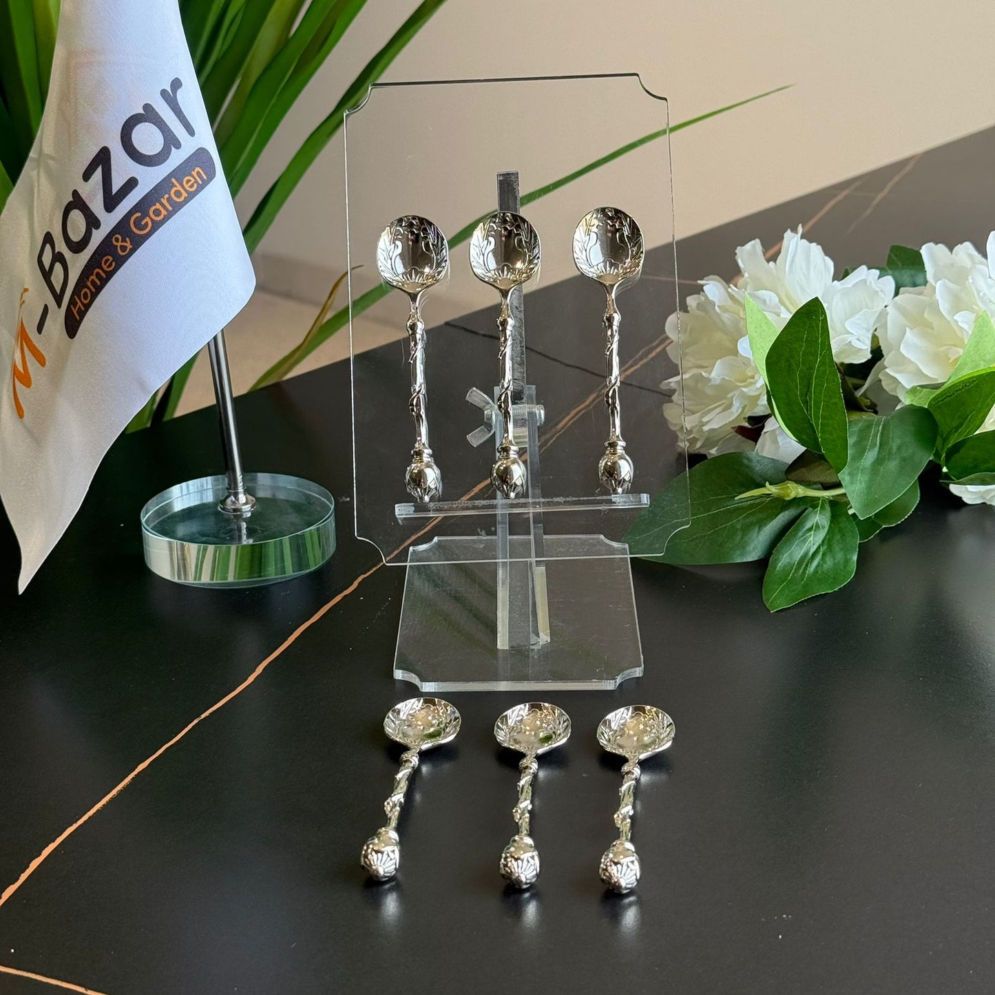 Royal Silver - Golden Vintage Pattern Spoons – Set of 6