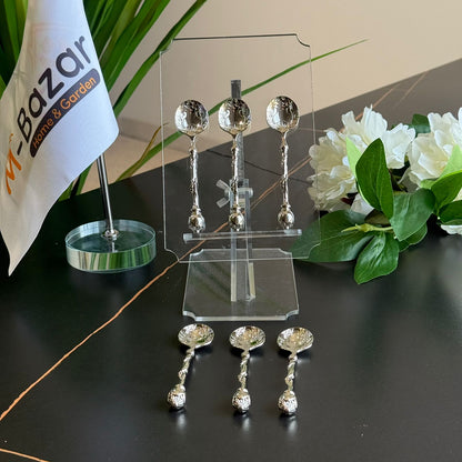 Royal Silver - Golden Vintage Pattern Spoons – Set of 6