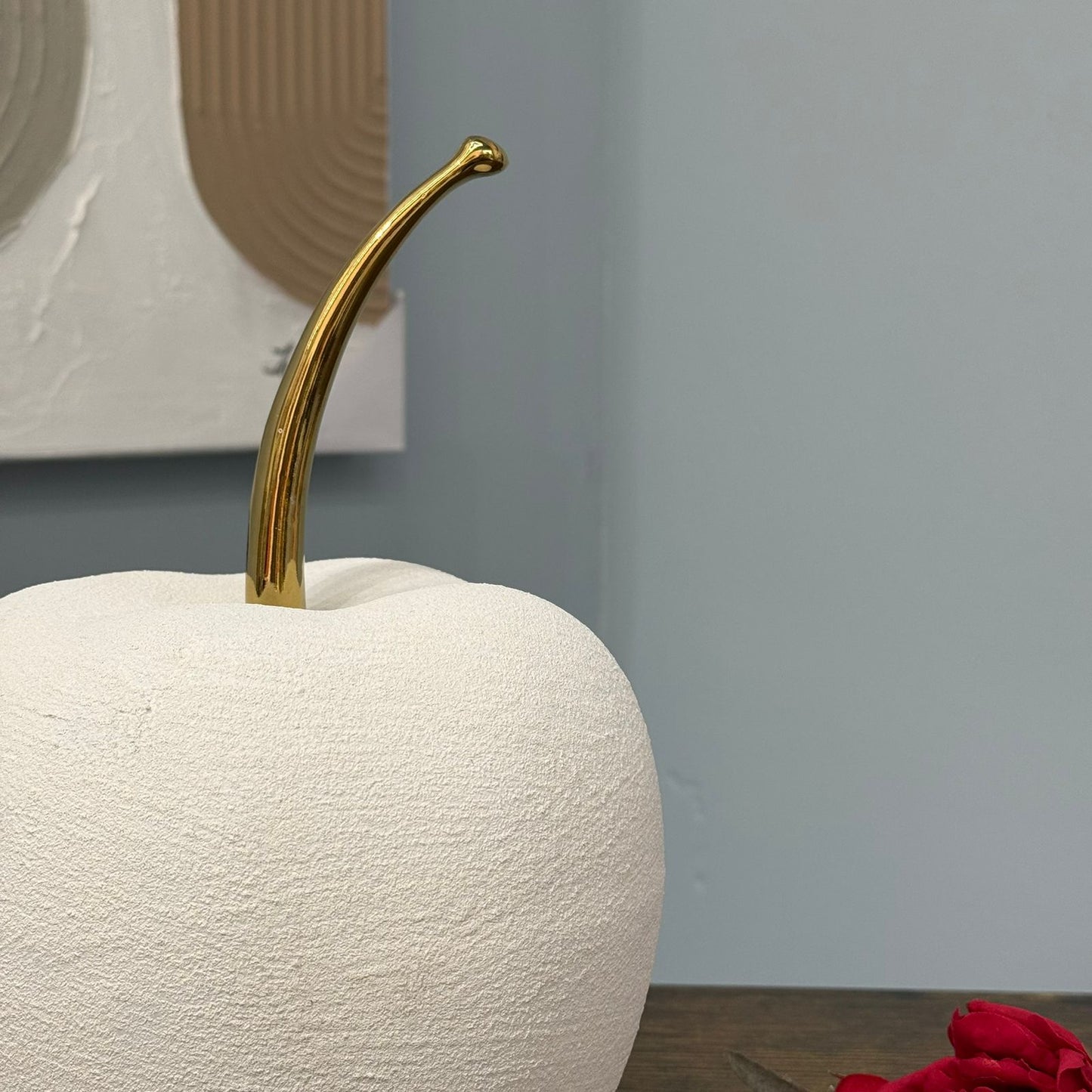 Modern Apple-Shape Decorative Table Ornament with Gold Stem