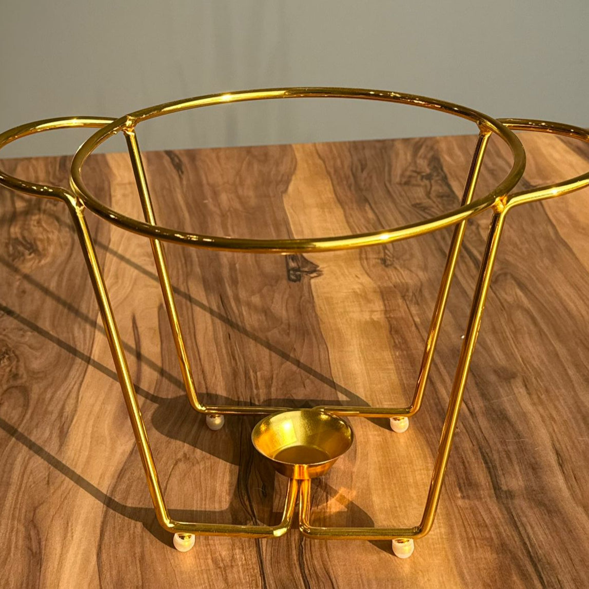 مجموعة أطباق تقديم الطعام الزجاجية الذهبية الفاخرة - تصاميم بيضاوية ودائرية