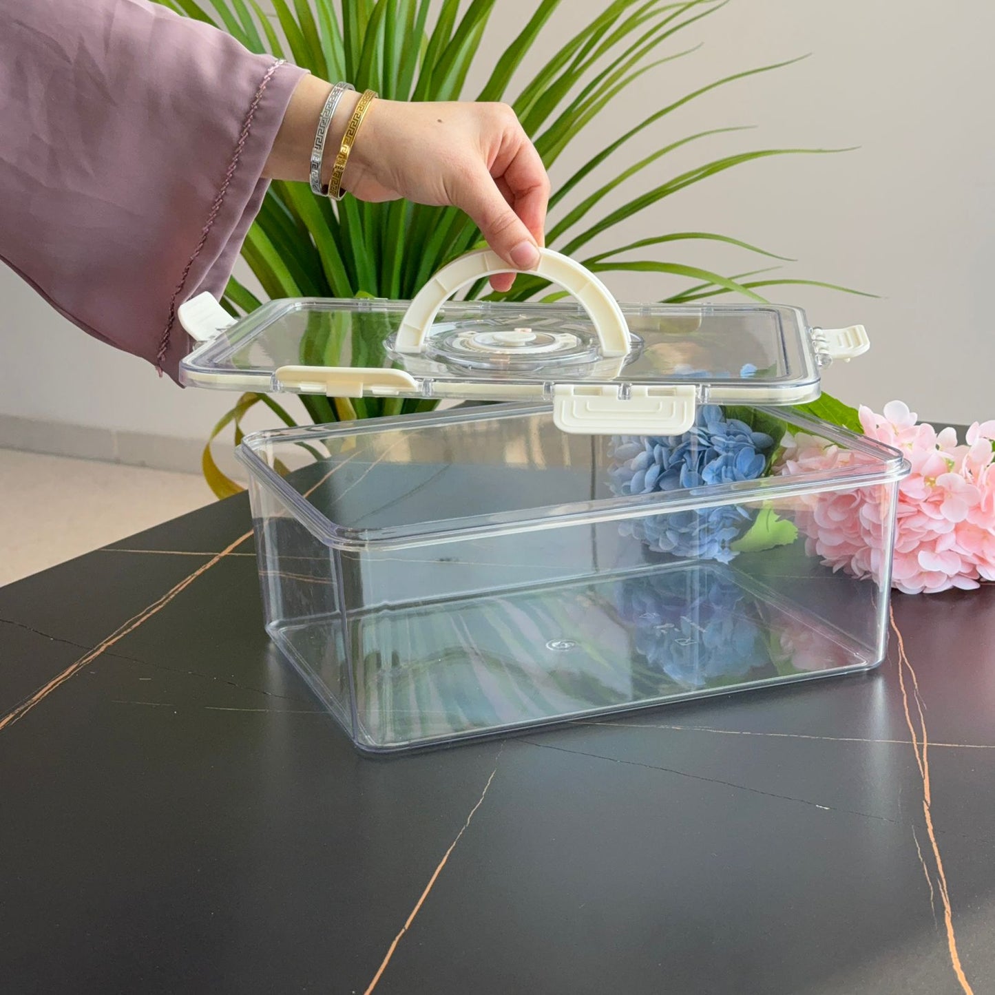 مجموعة حاويات تخزين طعام محكمة الغلق مكونة من 4 قطع - مع قرص لعرض التاريخ