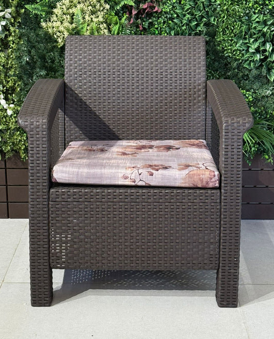 Modern Garden Seating Set - Brown & Decorative Cushion