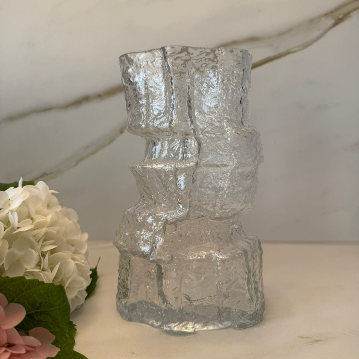 Ice Crest Textured Glass Vase