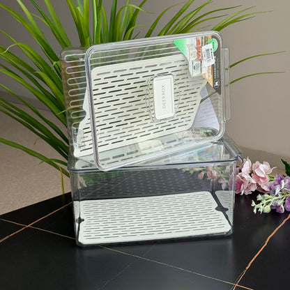 Refrigerator Storage Box With Removable Drain Tray