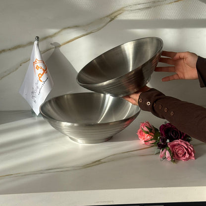 2 Sized - Elegant Stainless Steel Serving Bowl