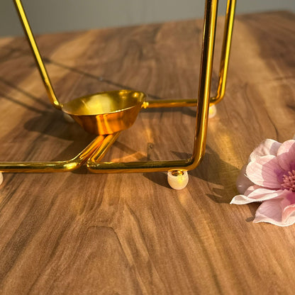 مجموعة أطباق تقديم الطعام الزجاجية الذهبية الفاخرة - تصاميم بيضاوية ودائرية