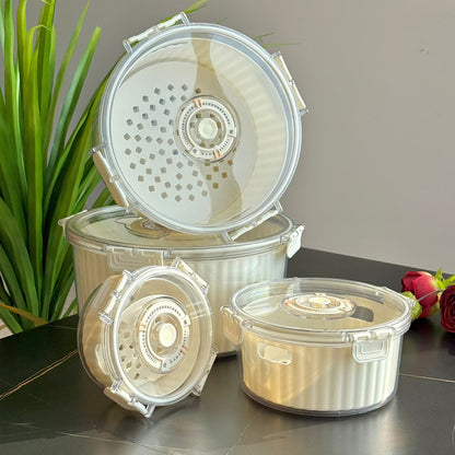 حاوية تخزين طعام دائرية محكمة الغلق مع قرص لعرض التاريخ - مجموعة من 4 قطع