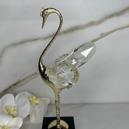 Crystal Winged Swan Figurine - Set Of 2