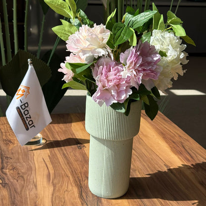 Modern Ribbed Sage Ceramic Vase