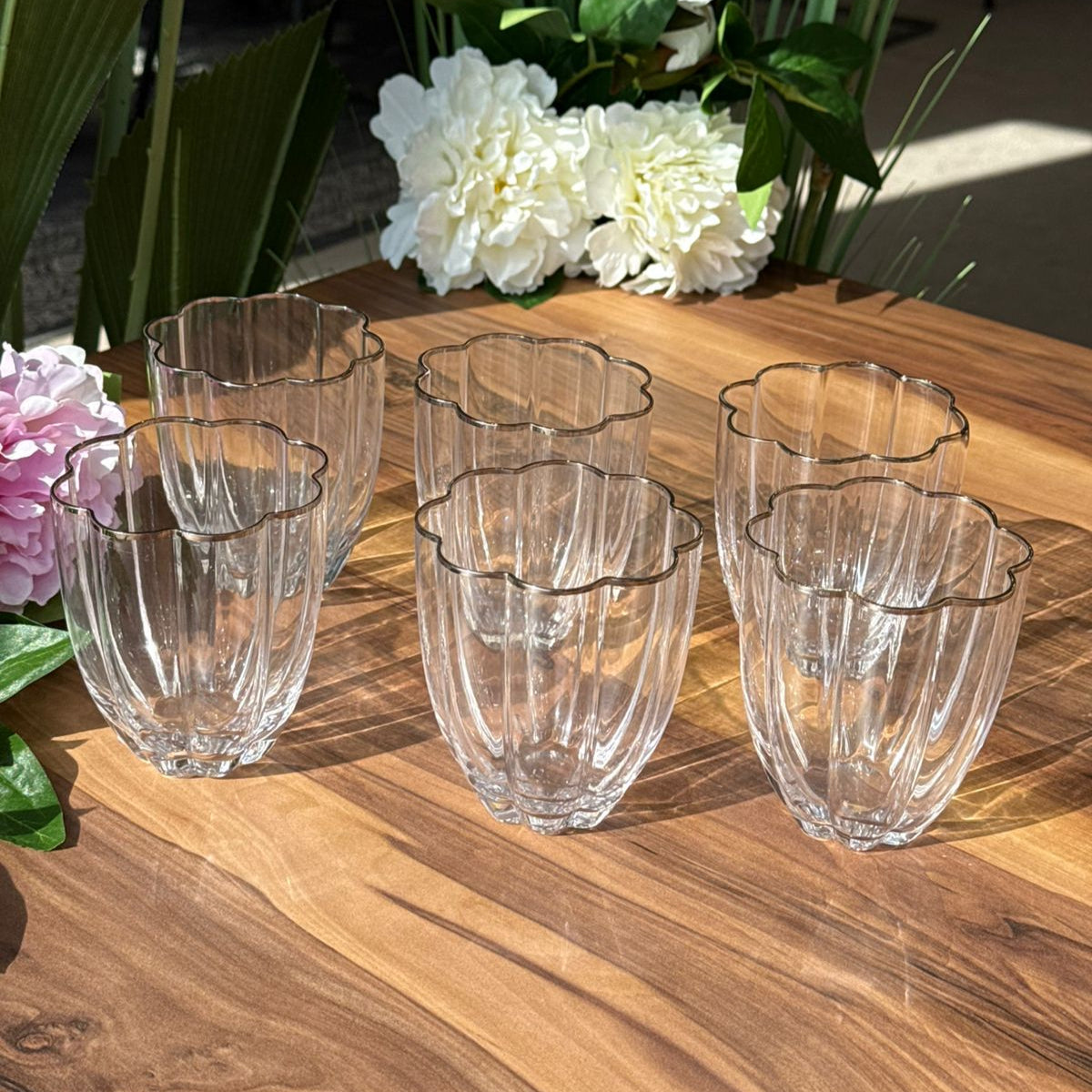 Golden & Silver Rim Crystal Glass Set