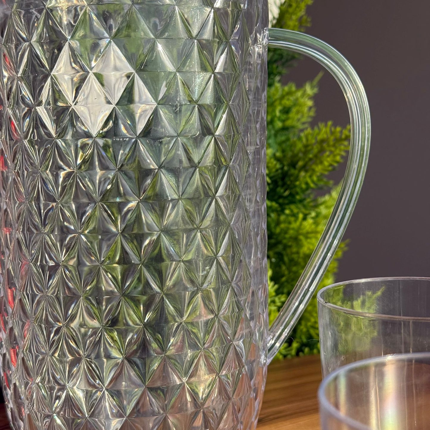 Clear Plastic Water Pitcher Set With Cups