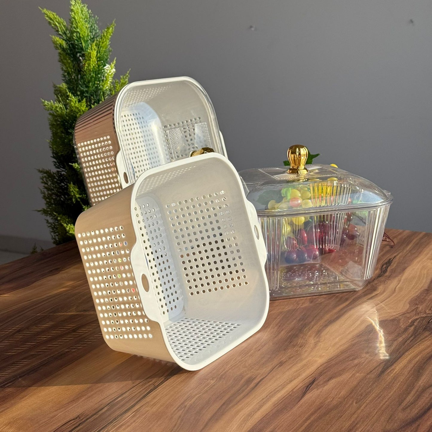 Multi-Purpose Washing & Storage Bowl Strainer With Lid