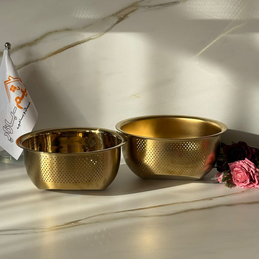 2-Sized Metal Strainer- Style Serving Bowl