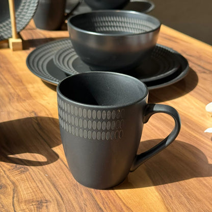 16-PCS Obsidian Luxe- Matte Black Dinnerware Set