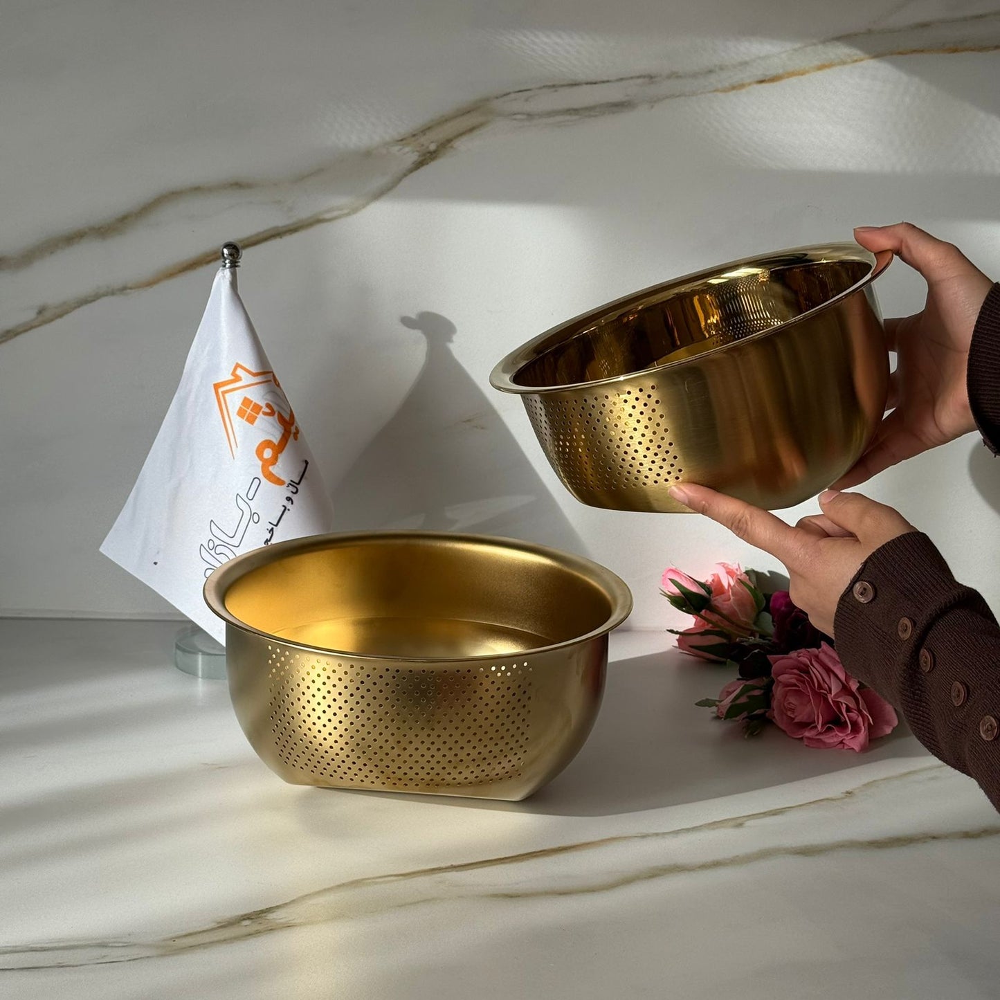 2-Sized Metal Strainer- Style Serving Bowl