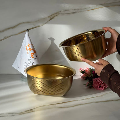 2-Sized Metal Strainer- Style Serving Bowl