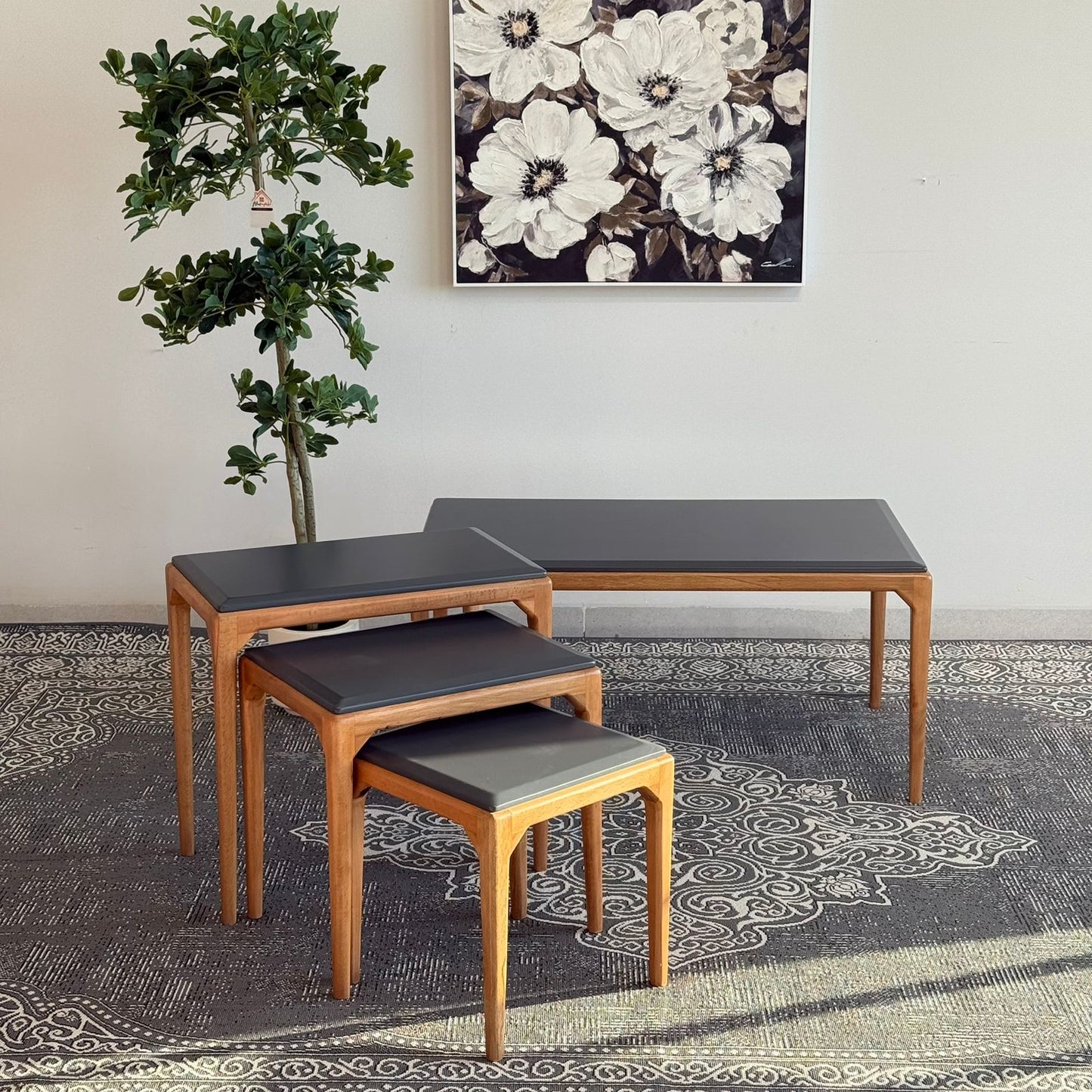 Luca - Modern Durable Table Set - Beige & Grey