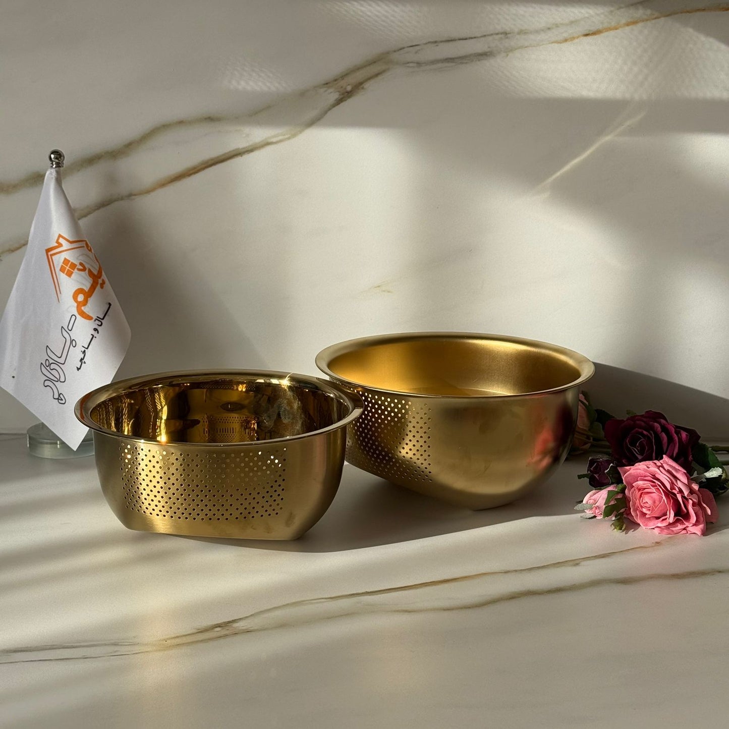 2-Sized Metal Strainer- Style Serving Bowl