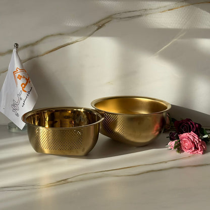 2-Sized Metal Strainer- Style Serving Bowl