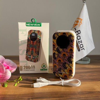 20000mAh 6-Port Power Bank with Built-in Cables, LED Display