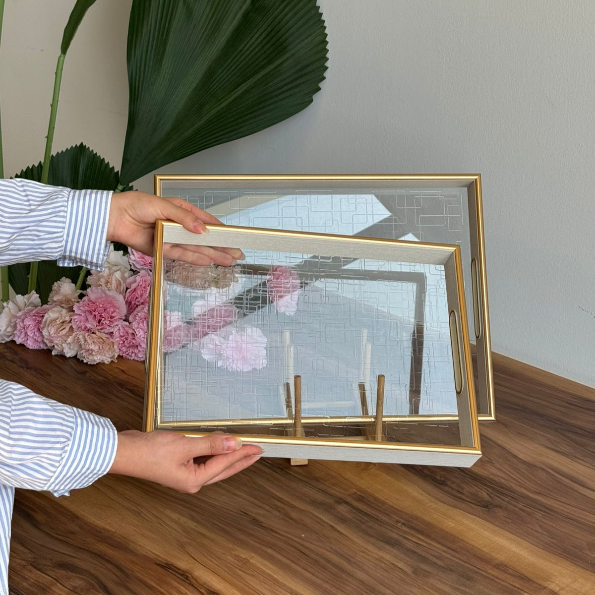 Sleek Gold Acrylic Accent Tray