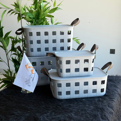 Stackable & Ventilated Design Plastic Storage Baskets With Handles