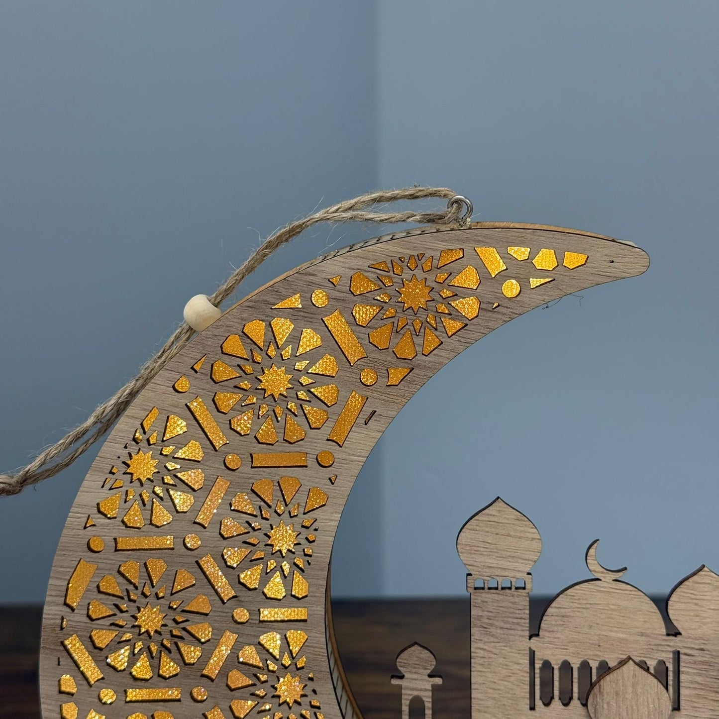 Hanging Crescent Moon and Mosque Decorative Light