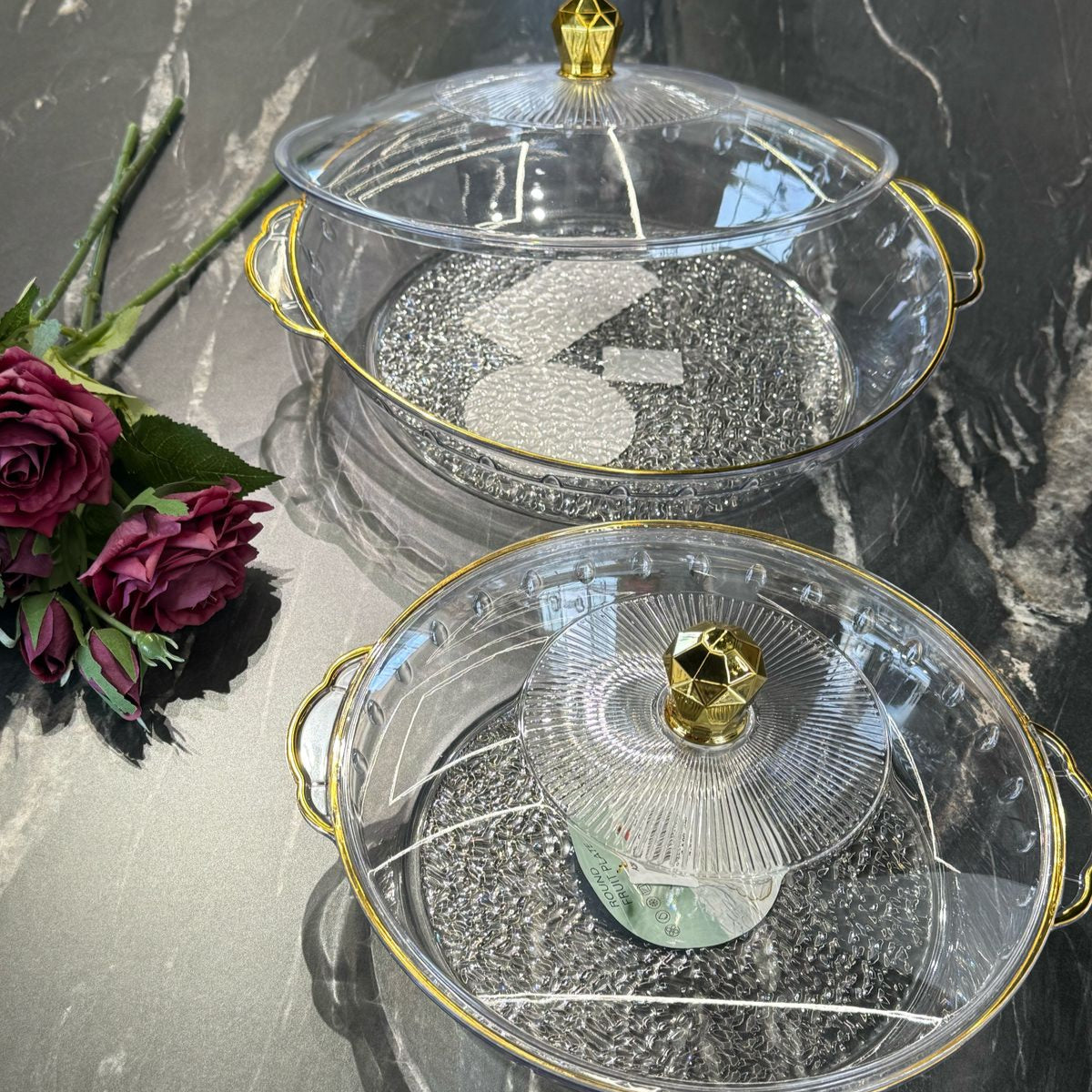 2 Sized Acrylic Casserole Dish With Lid