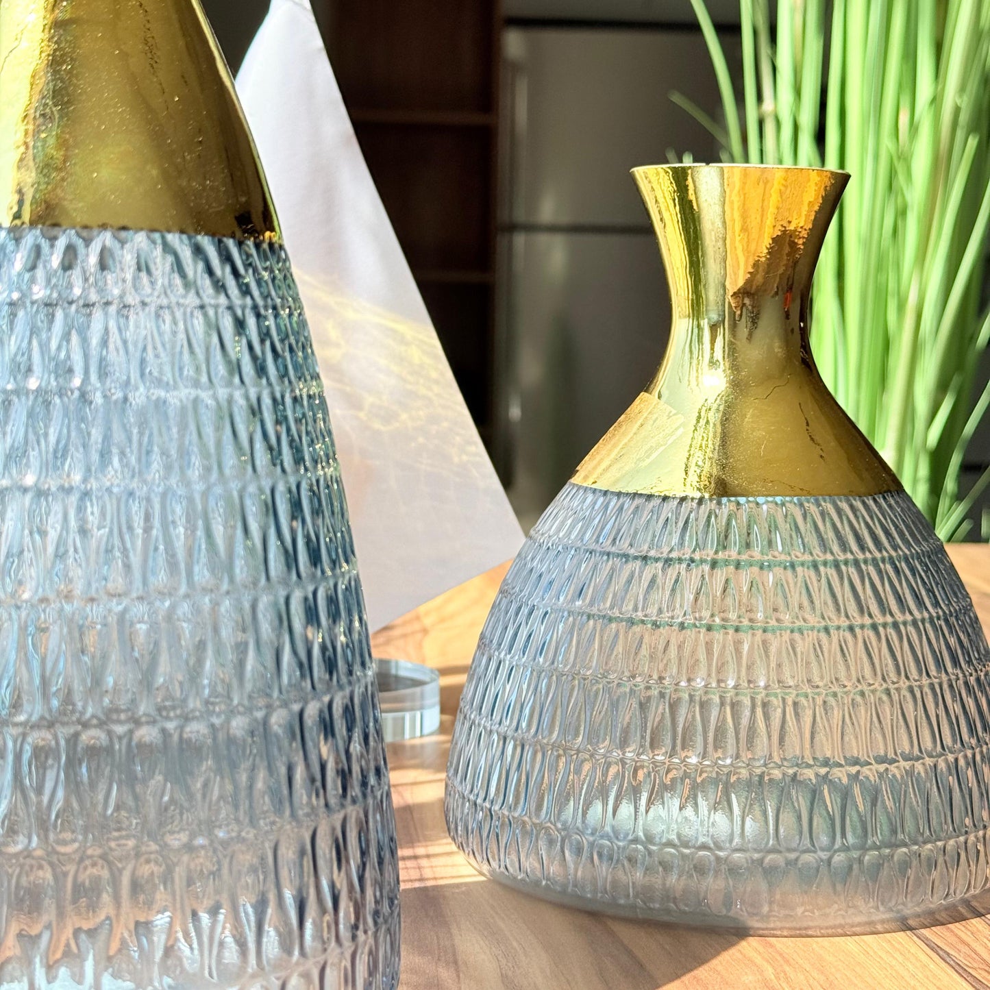 Golden Ember Textured Glass Vase