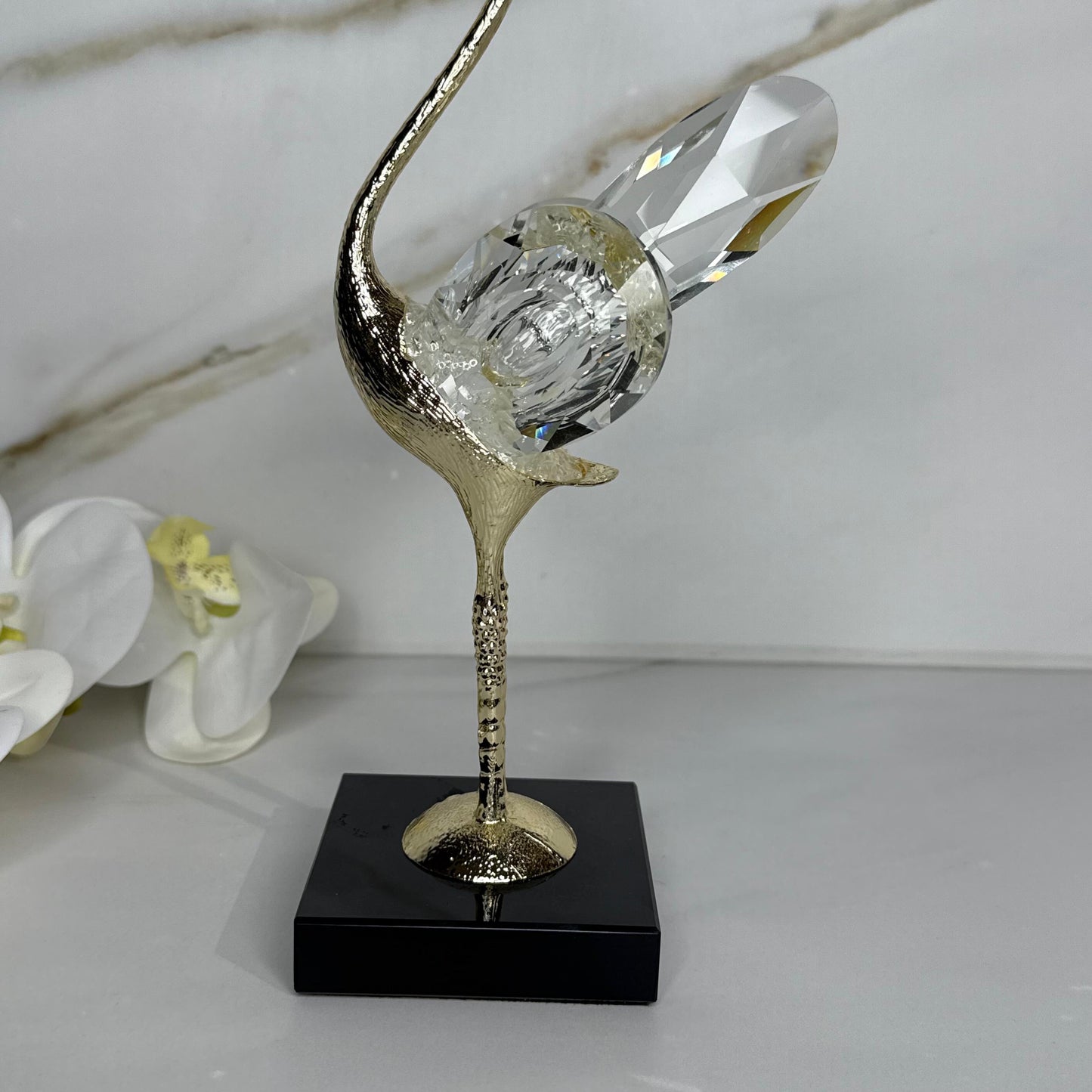 Crystal Winged Swan Figurine - Set Of 2