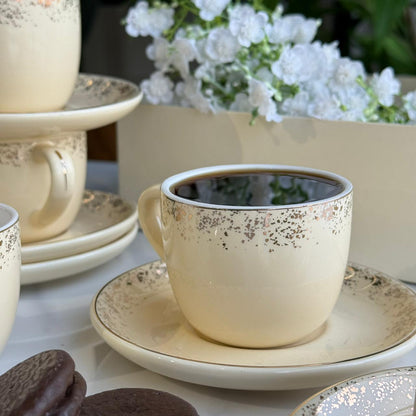 Elegant Stoneware Coffee Cup & Saucer Set